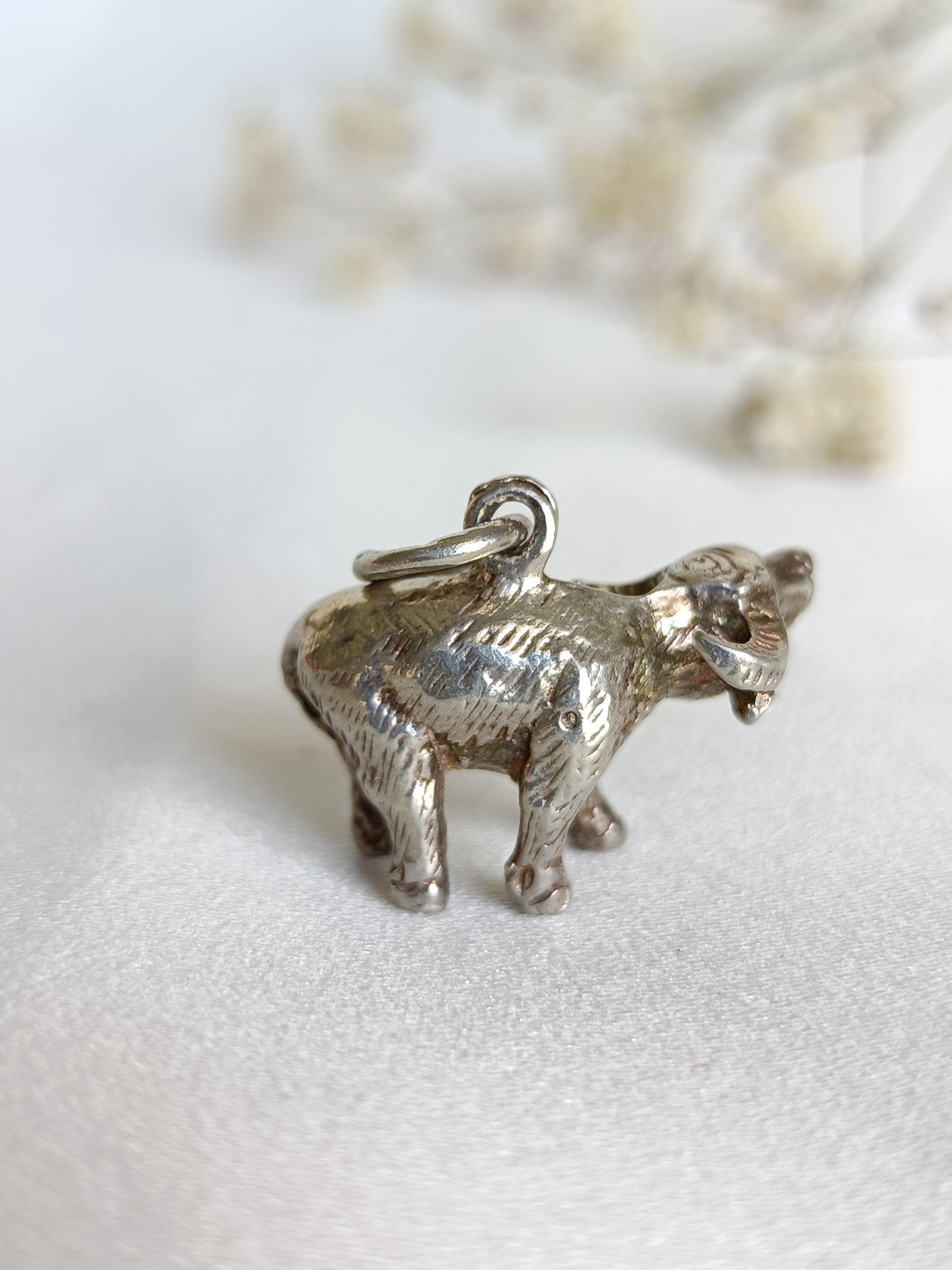 Vintage sterling silver water buffalo charm or pendant