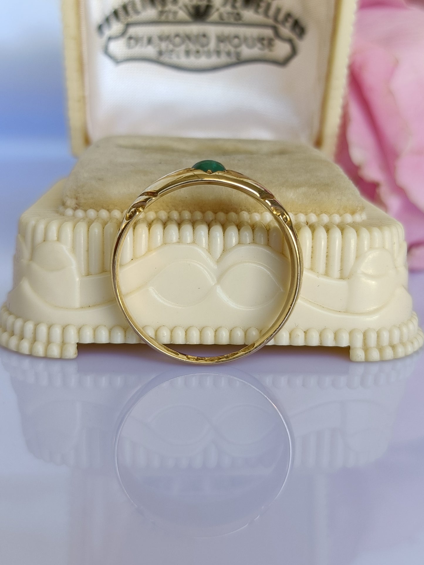 Antique 1908 Chester 18ct Gold & Turquoise Star Set Gypsy Band Ring