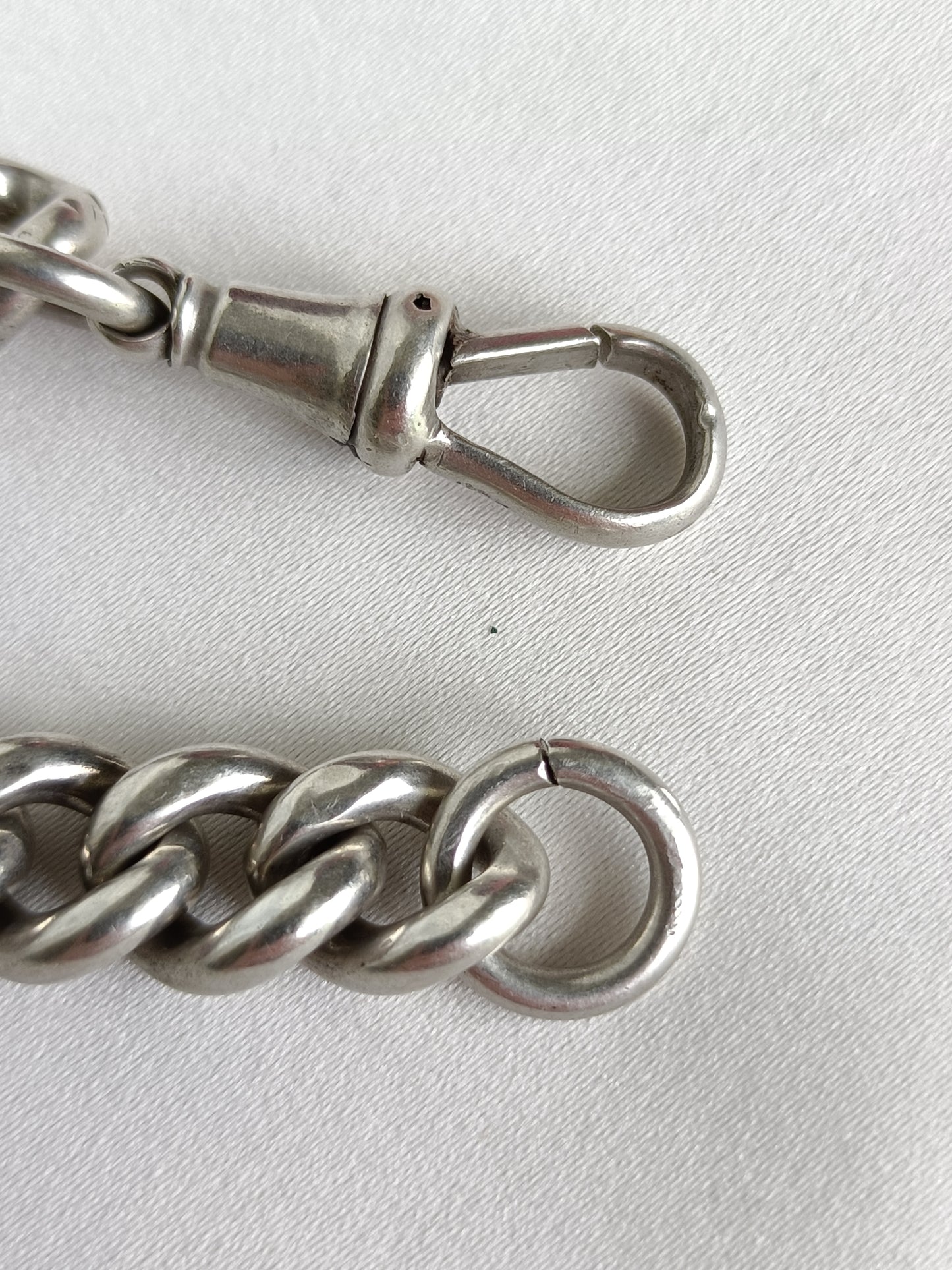 Antique English heavy sterling silver curb link chain bracelet with dog clip closure 22cm