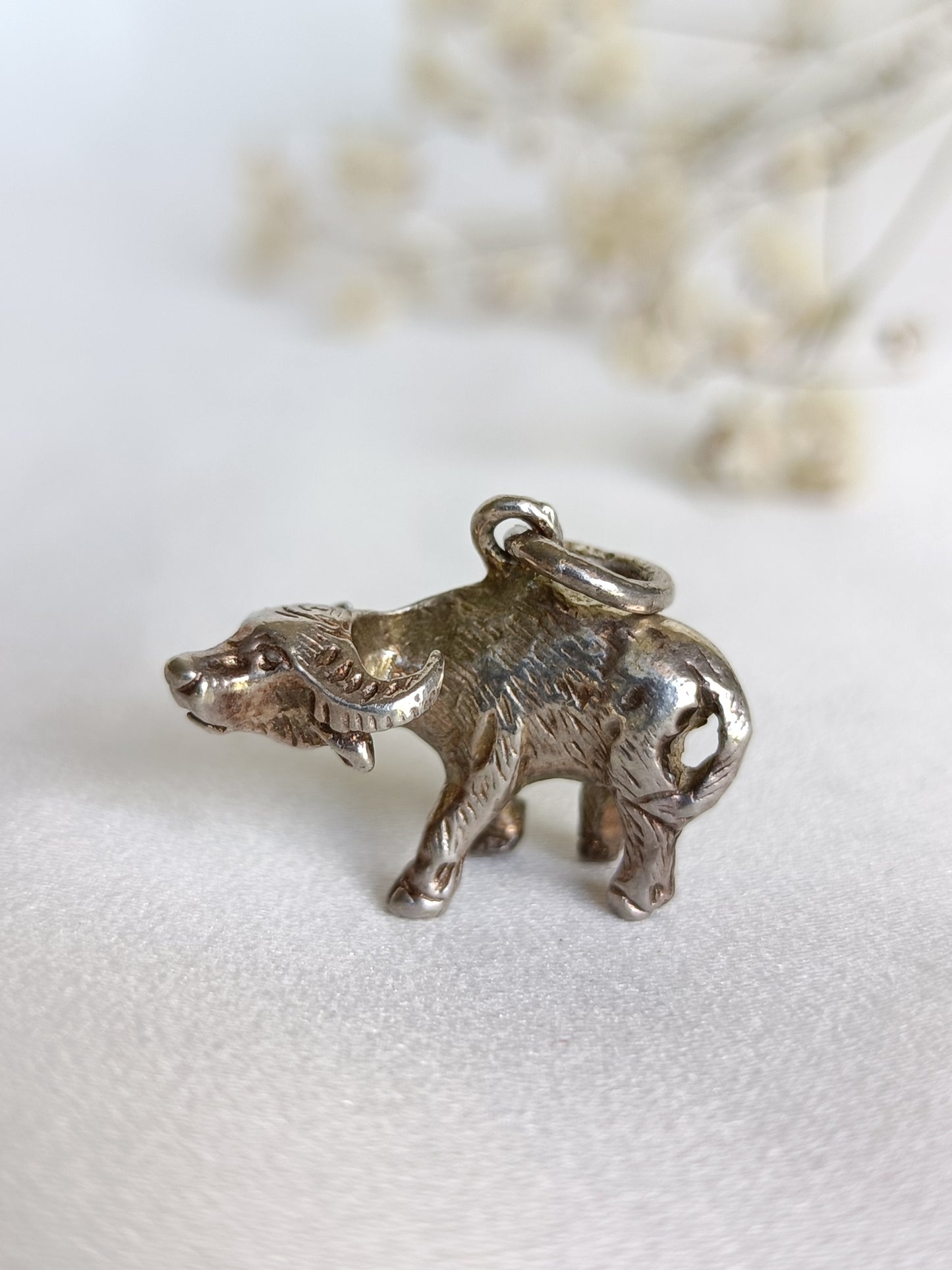 Vintage sterling silver water buffalo charm or pendant