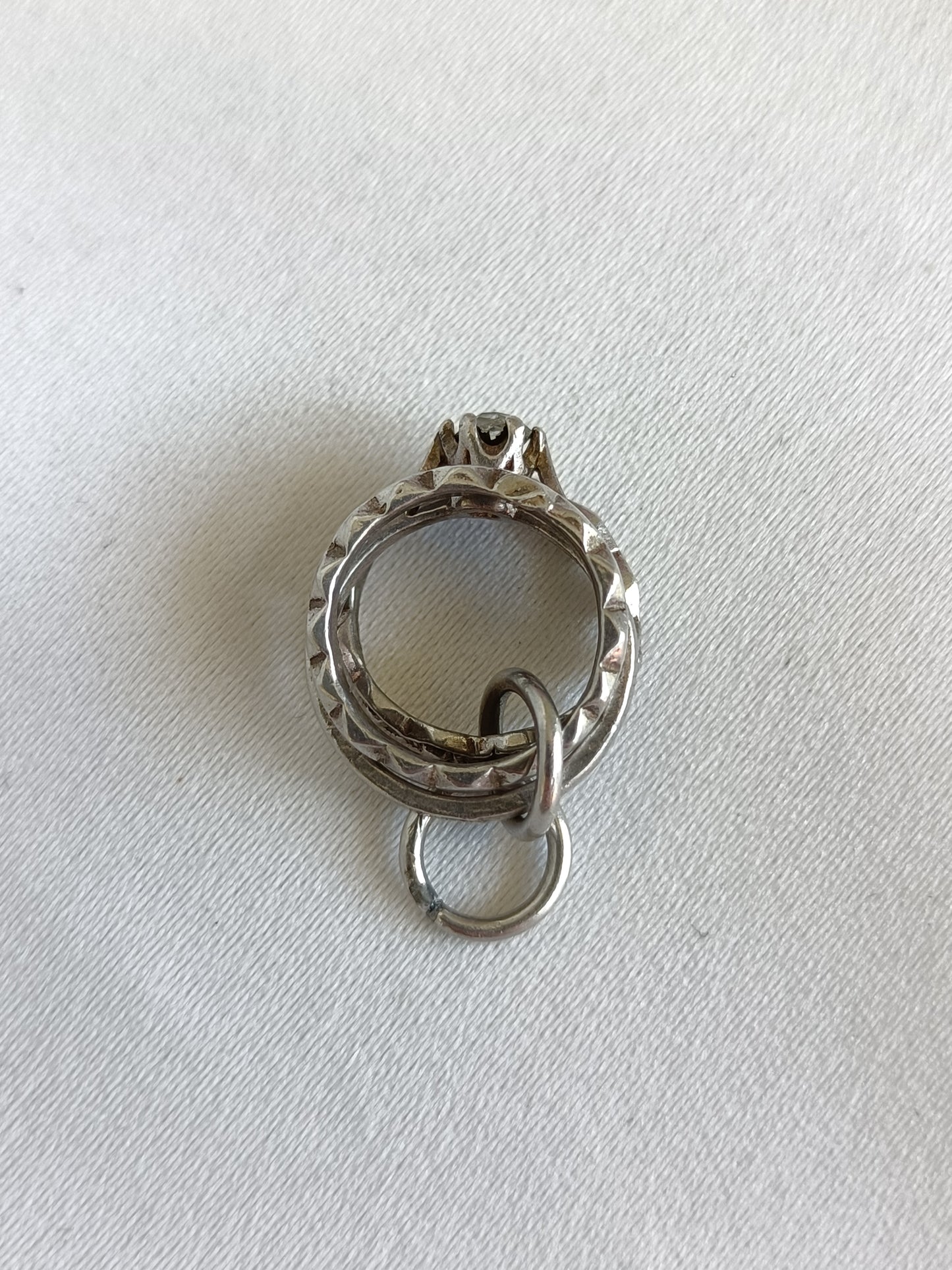 Vintage 925 sterling silver & CZ ring set charm or small pendant