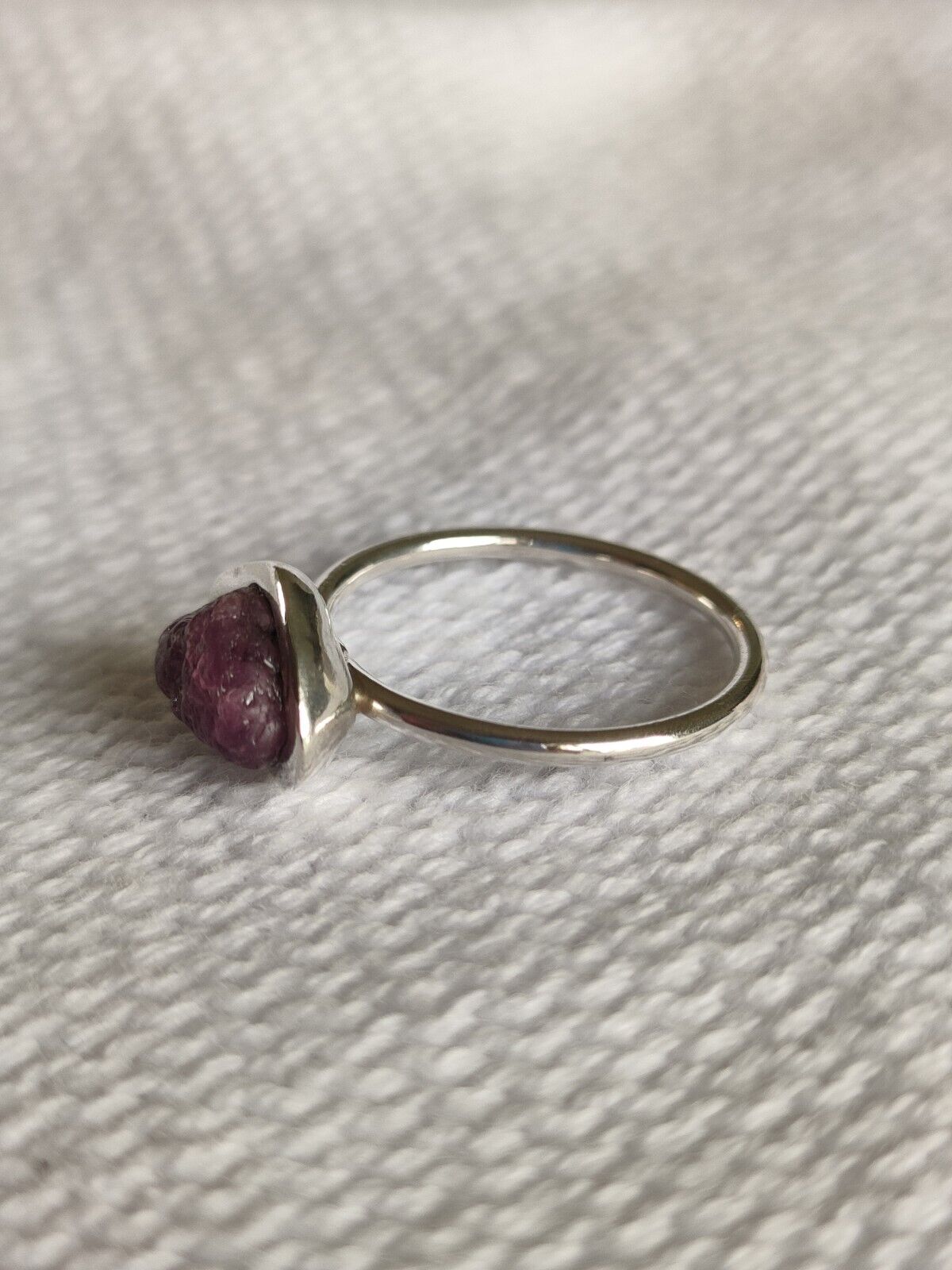 Solid 925 Sterling Silver Artisan Made Natural Rough Ruby Ring